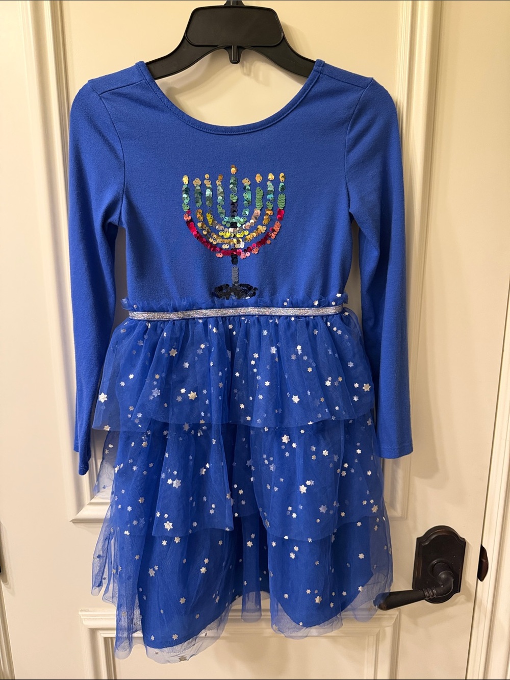 Cat & Jack Royal Blue Sequined Hanukkah Tulle Dress